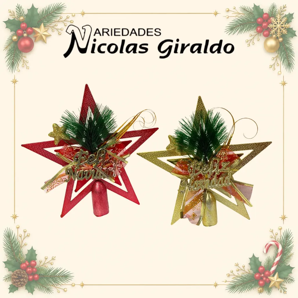 ADORNO NAVIDAD ESTRELLA PUNTA DE ARBOL