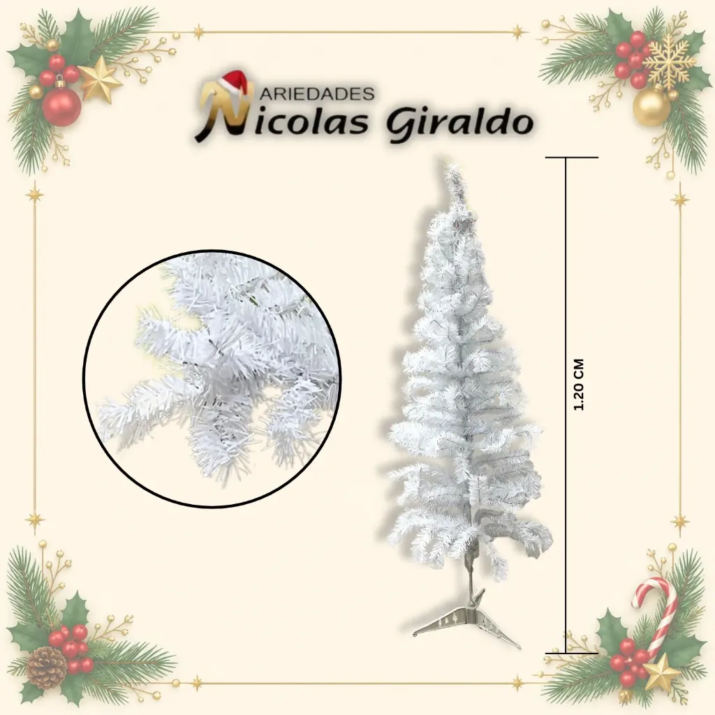 [WJ1904] ARBOL NAVIDEÑO BLANCO 1.20