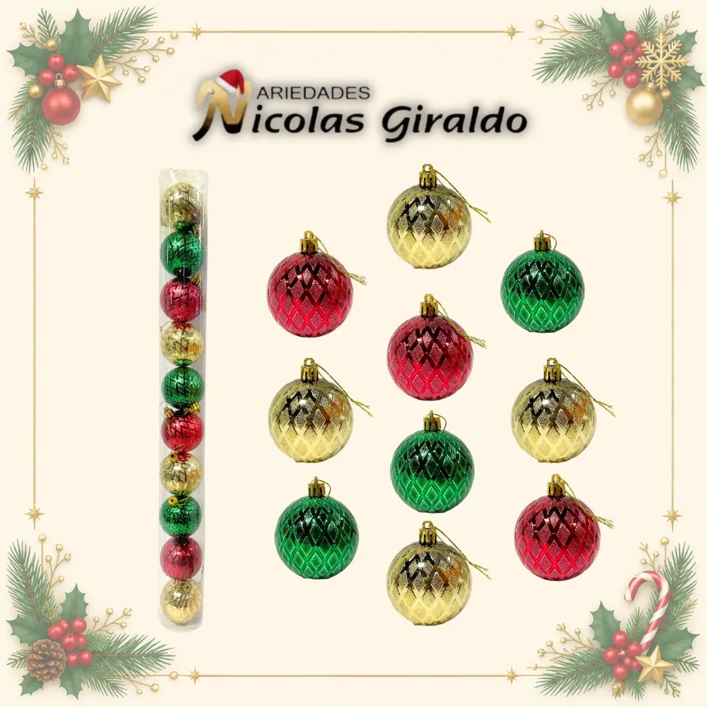 [J860] BOLA NAVIDEÑA 6CM X10 SURTIDA