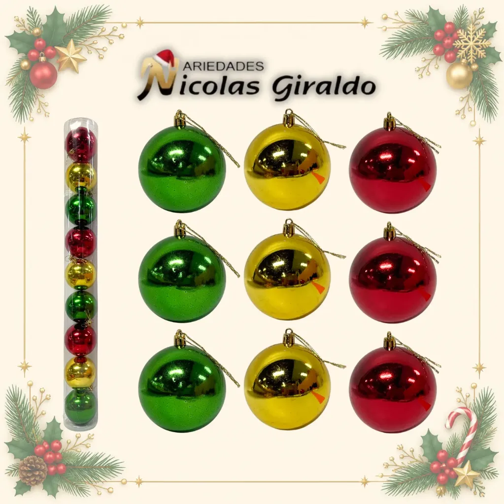[2026SW-168] BOLA NAVIDEÑA 8 CM X9 SURTIDA 