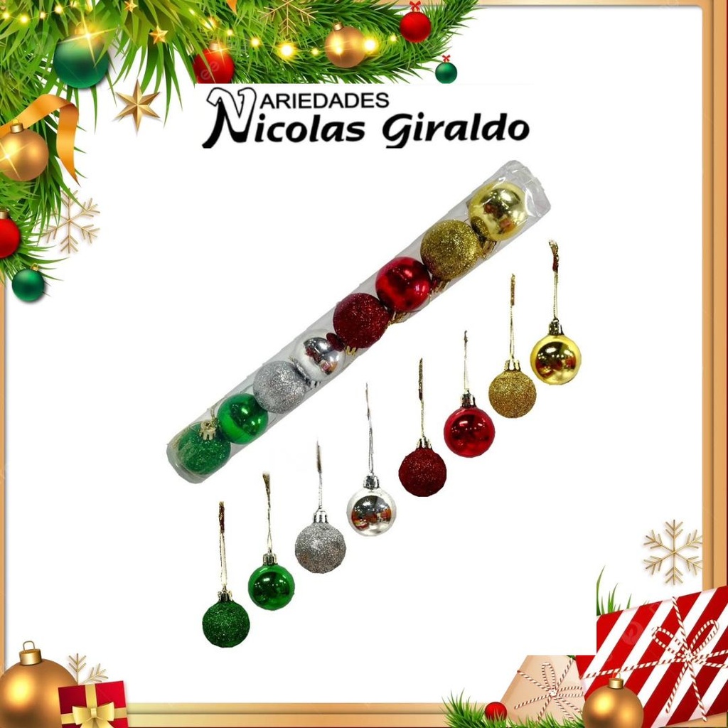 @BOLA NAVIDEÑA MINI TUBO X8 MULTICOLOR 