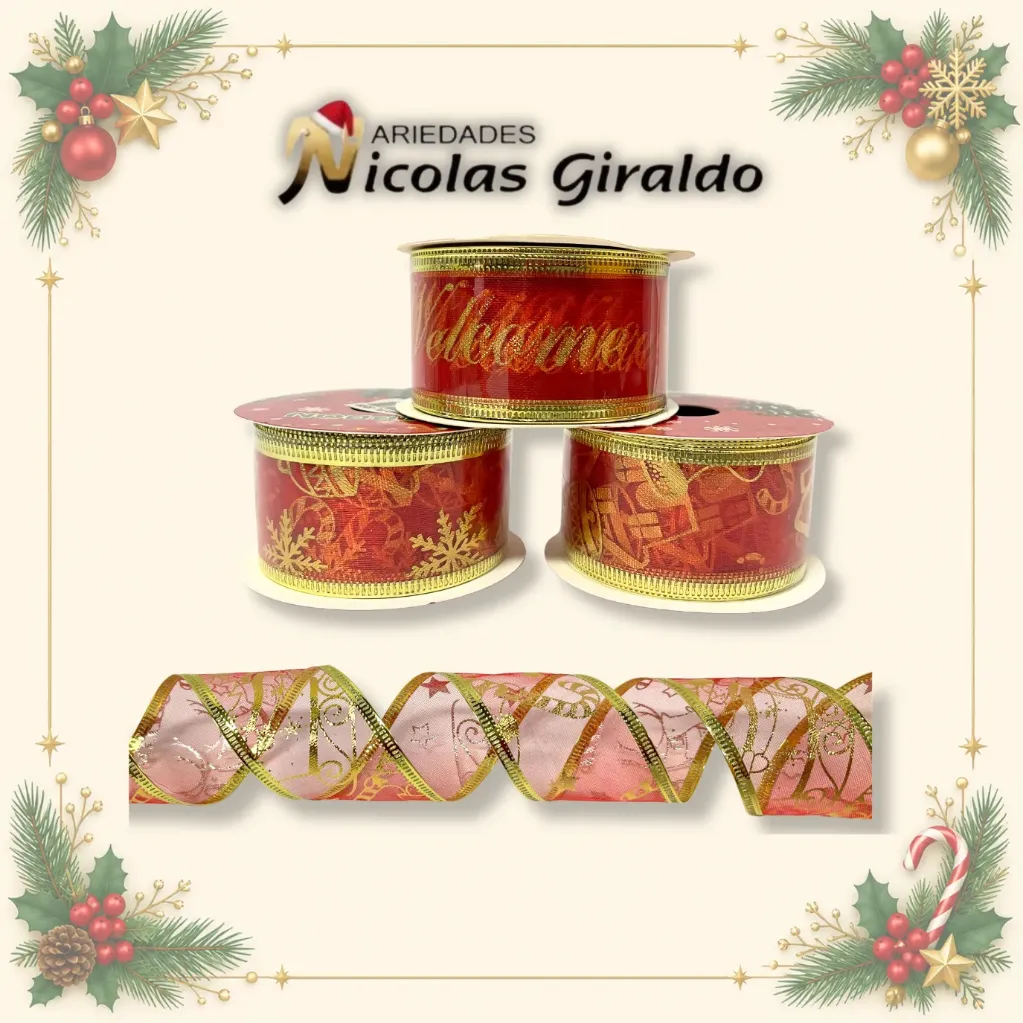 CINTA DECO ANCHA 3.8CM X2.7MT ROJA