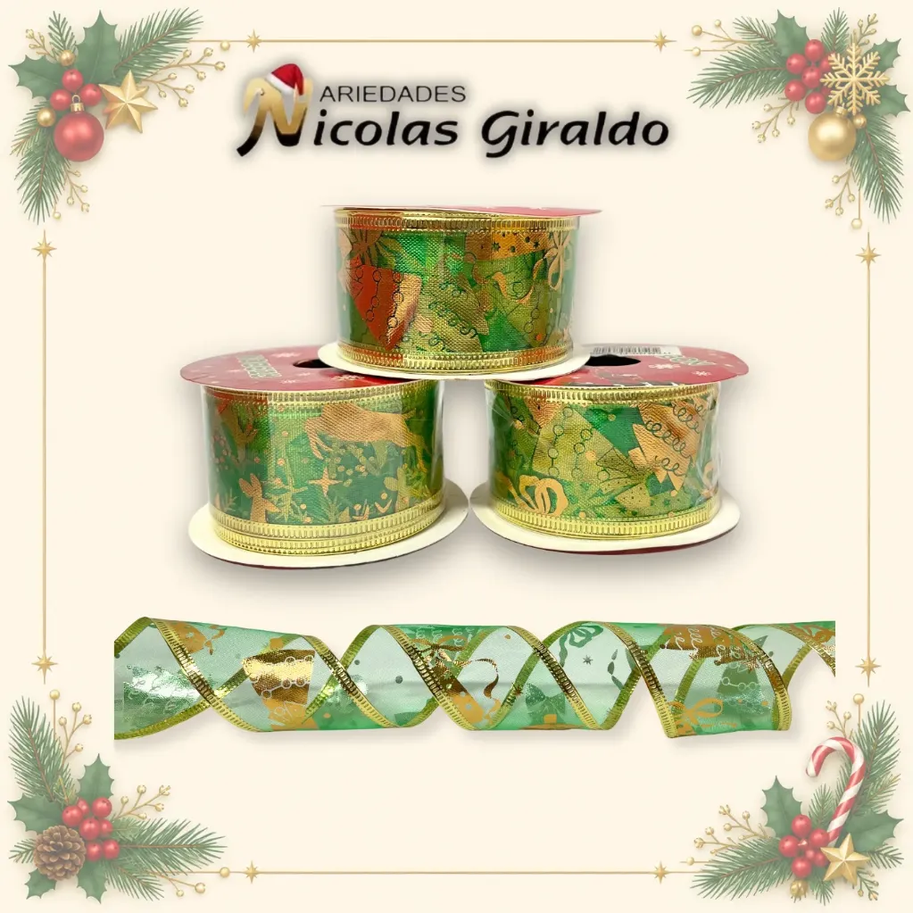 CINTA DECO ANCHA 3.8CM X2.7MT VERDE