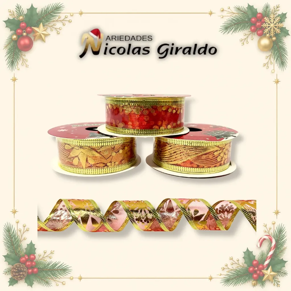 CINTA DECO DELGADA 2.5CM X2.7MT ROJA