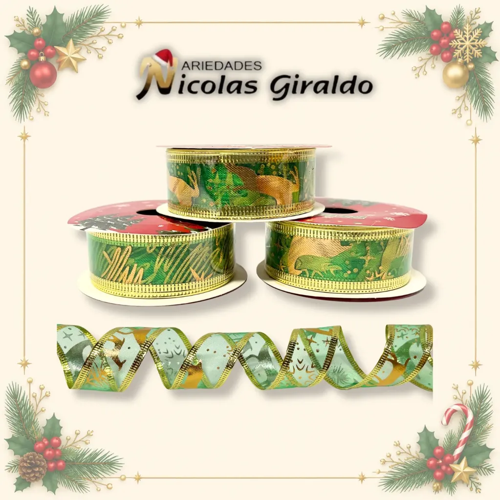 CINTA DECO DELGADA 2.5CM X2.7MT VERDE
