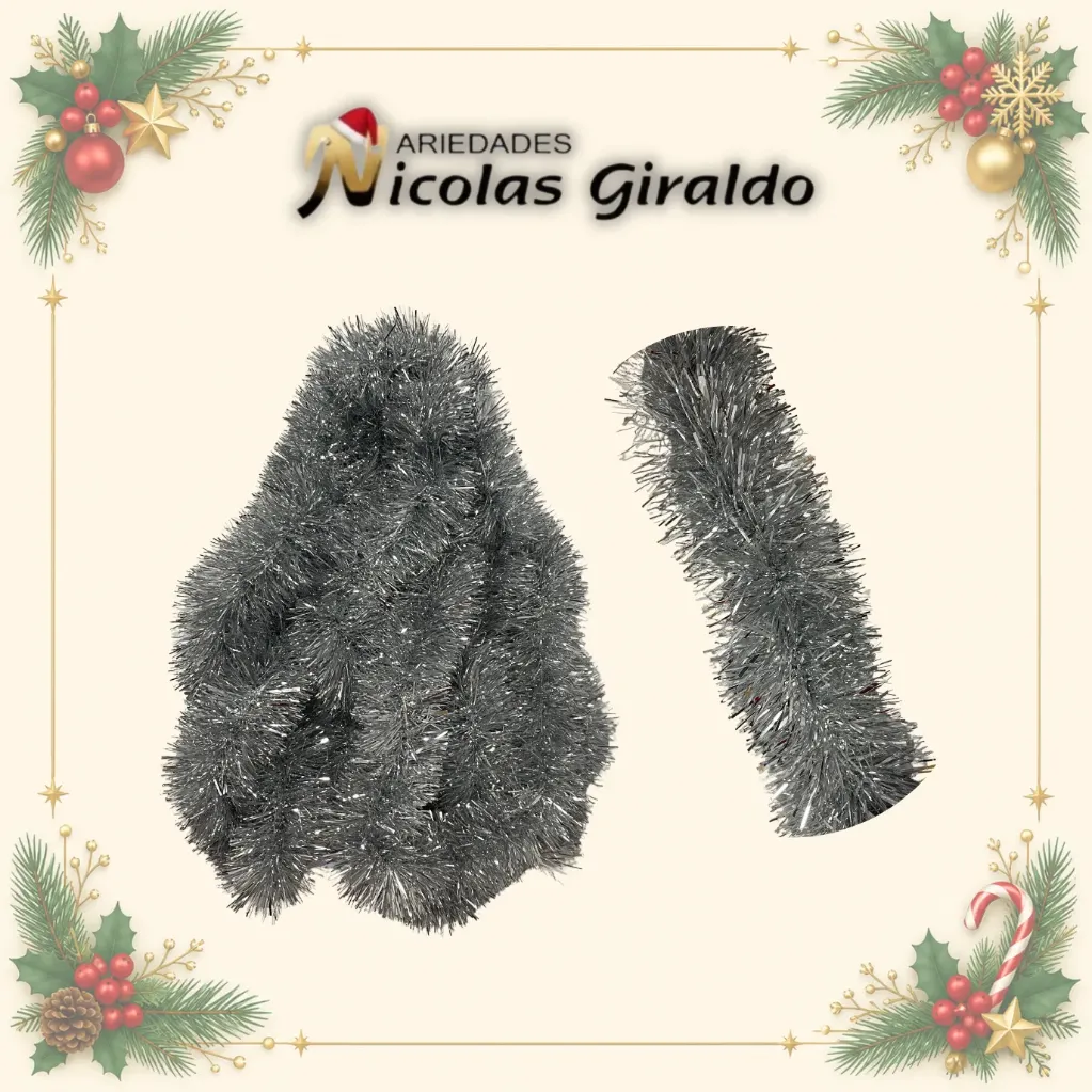 [N1006] GUIRNALDA NACIONAL METALIZADA PLATA X4MTS