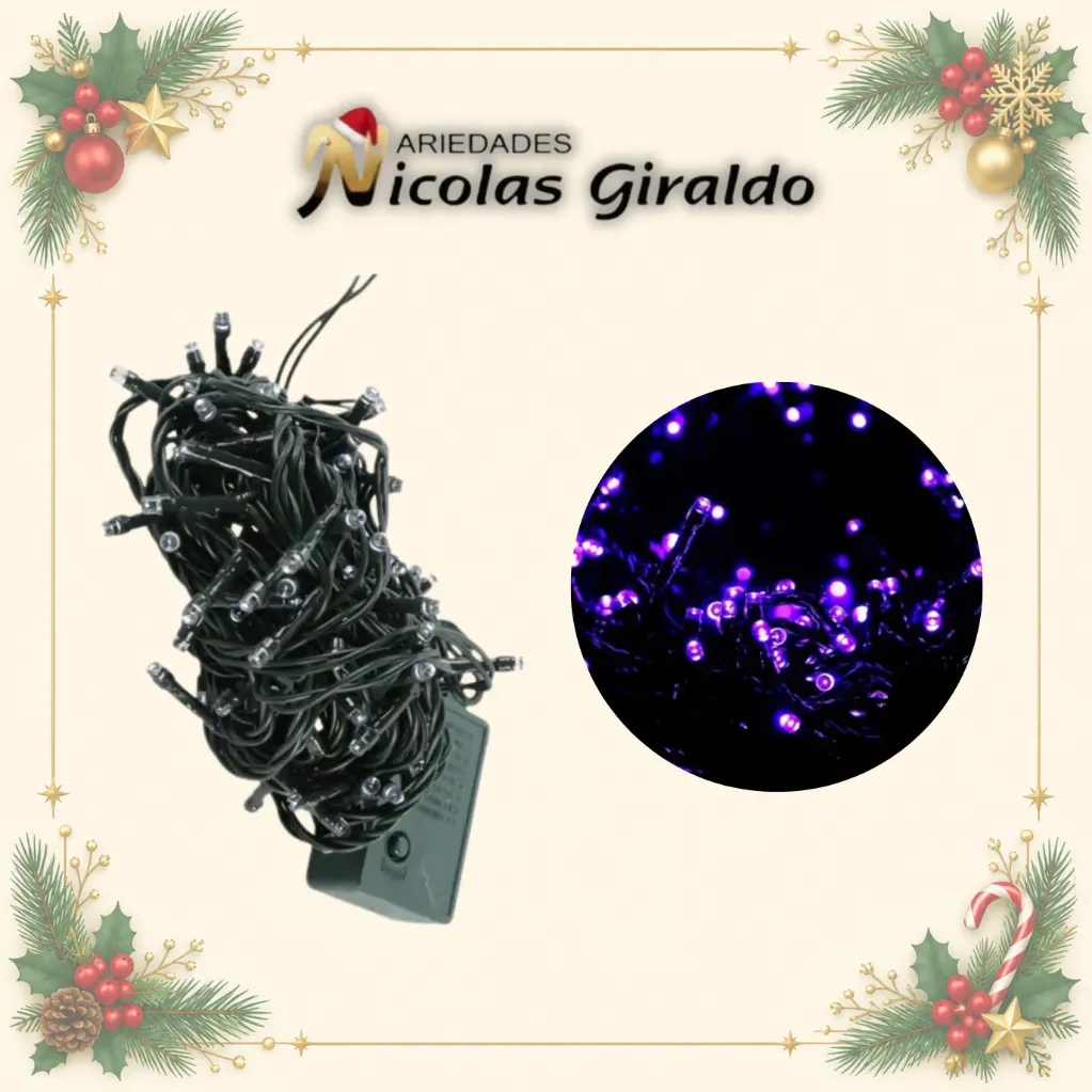 [A0324GP] INSTALACION LED X100L LINEAL PURPURA 9 MTS CABLE VERDE
