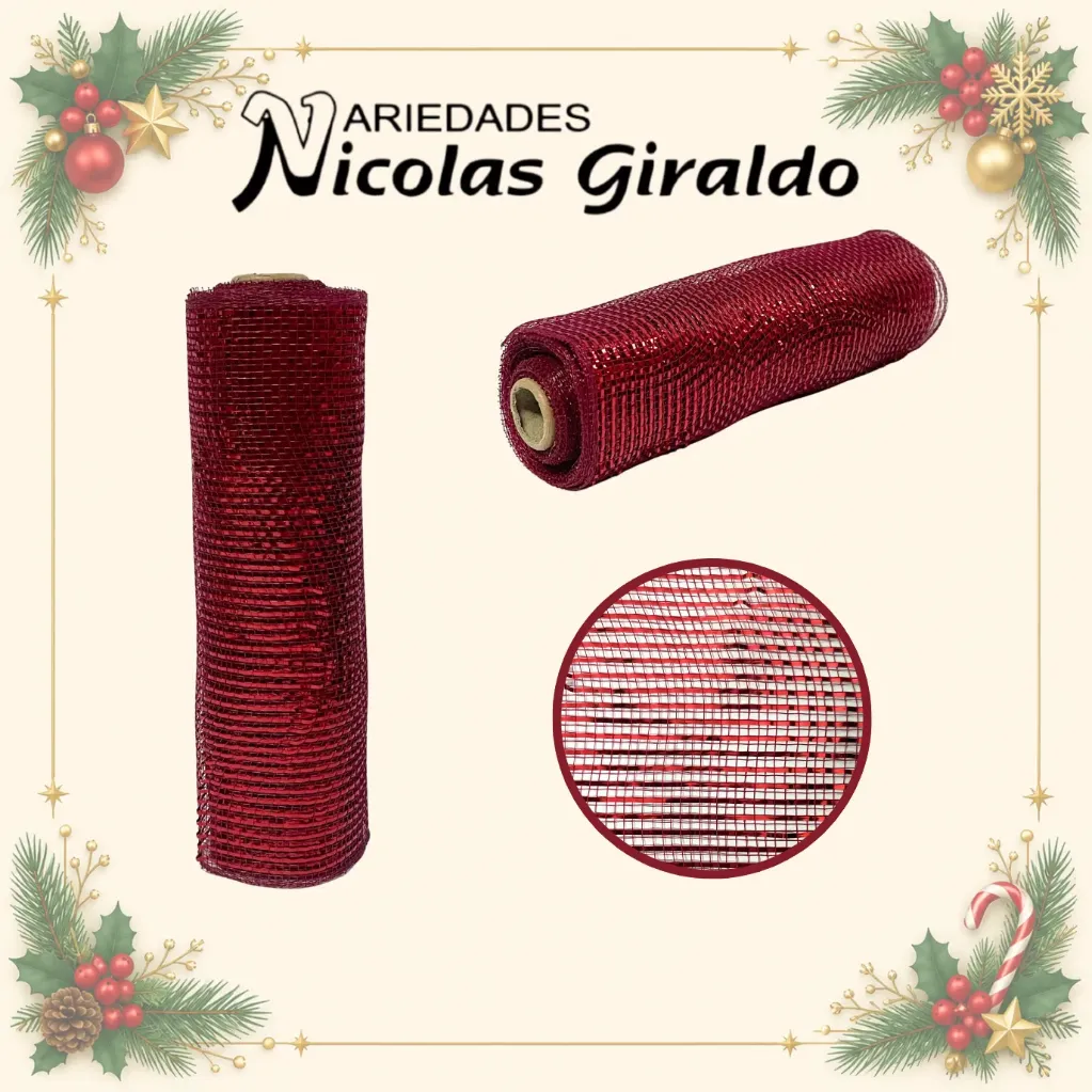 [VNG-100VT] MALLA DECORATIVA 26CM 8 YARDAS VINOTINTO