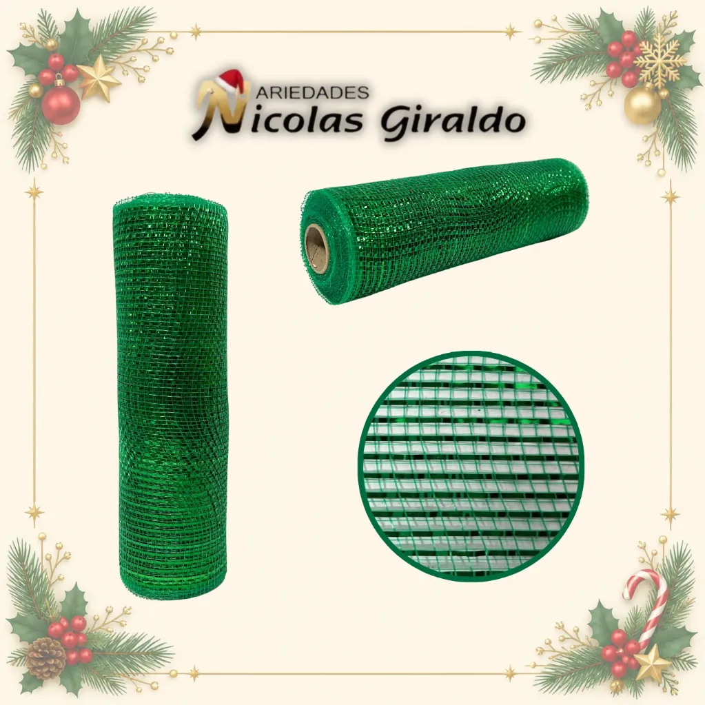 [VNG-110V] MALLA DECORATIVA 26CM 8 YARDAS VERDE