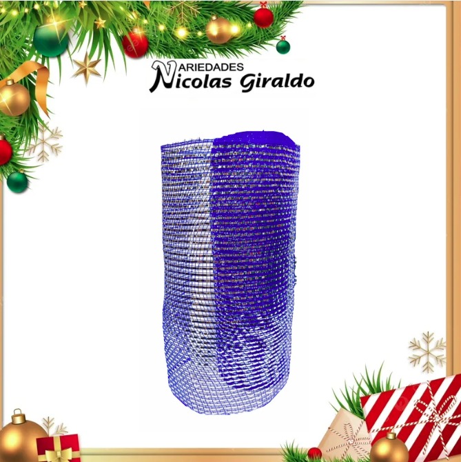 @MALLA DECORATIVA 26CM 8 YARDAS AZUL PLATA