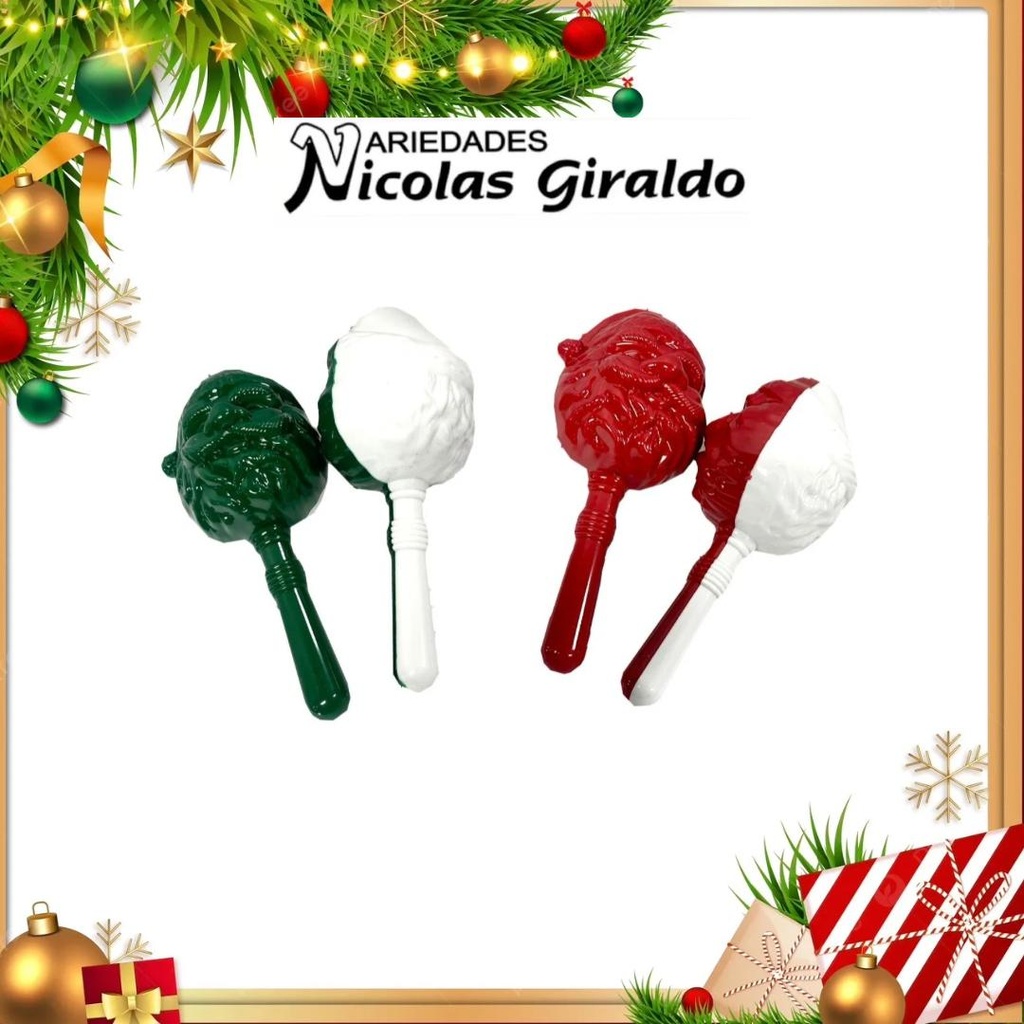 MARACA CARA PAPA NOEL COLOR X2