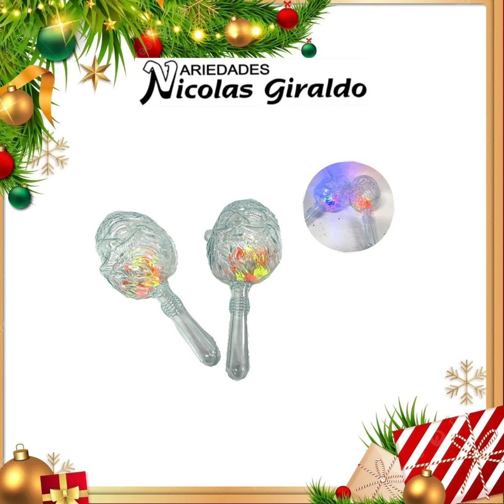 MARACA PAPA NOEL LUZ LED X2