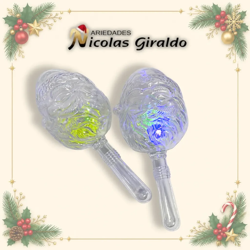 MARACA PAPA NOEL LUZ LED X2
