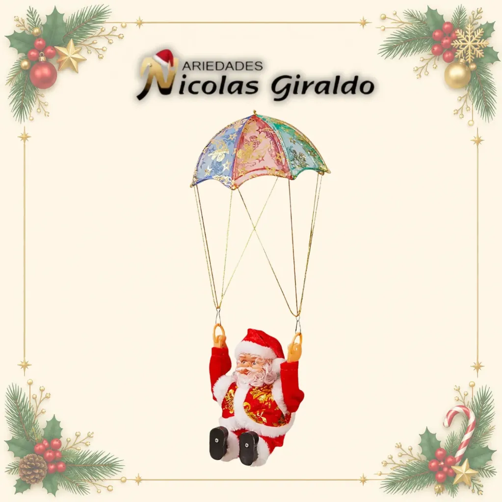 [215-PAPA] PAPA NOEL PILAS MUSICAL PARACAIDAS