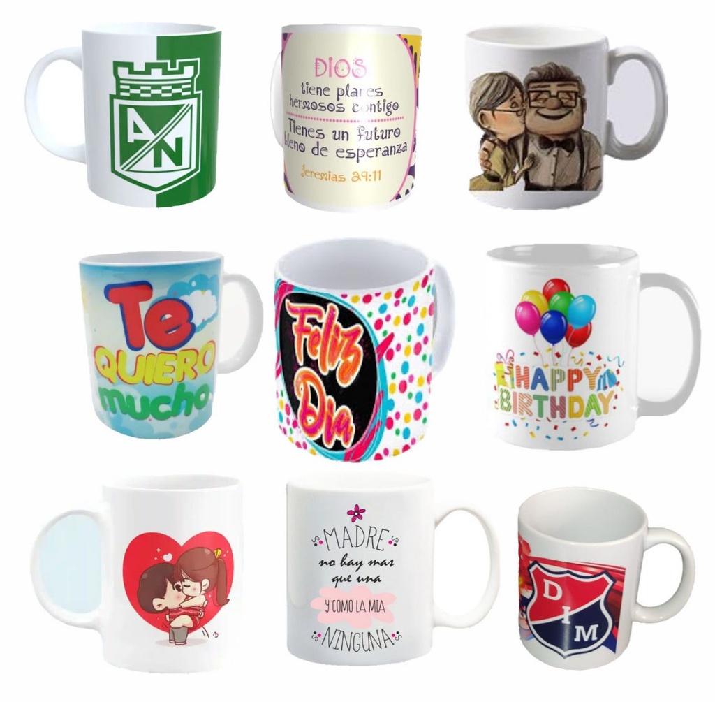 Pocillo mug fondo blanco surtido