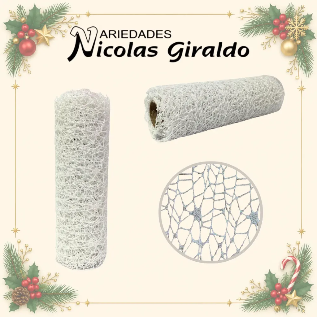 MALLA DECORATIVA 26CM 5YARDAS NIDO PAJARO BLANCA