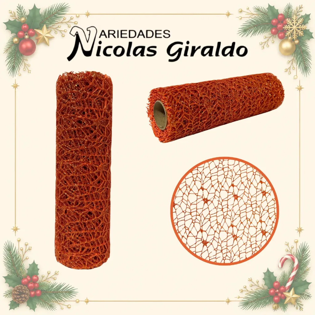 MALLA DECORATIVA 26CM 5YDS NIDO PAJARO OCRE
