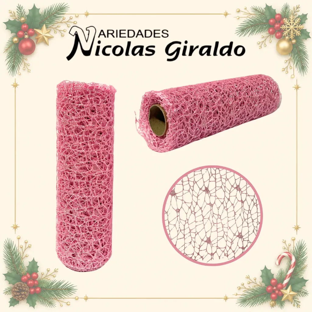 [MW-183] MALLA DECORATIVA 26CM 5YDS NIDO PAJARO ROSADA
