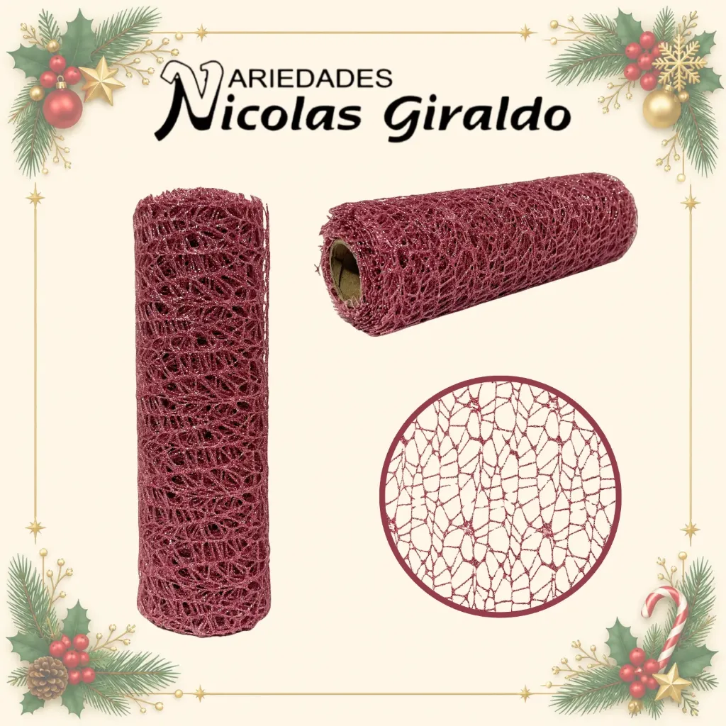 [MW-185] MALLA DECORATIVA 26CM 5YDS NIDO PAJARO PALO ROSA
