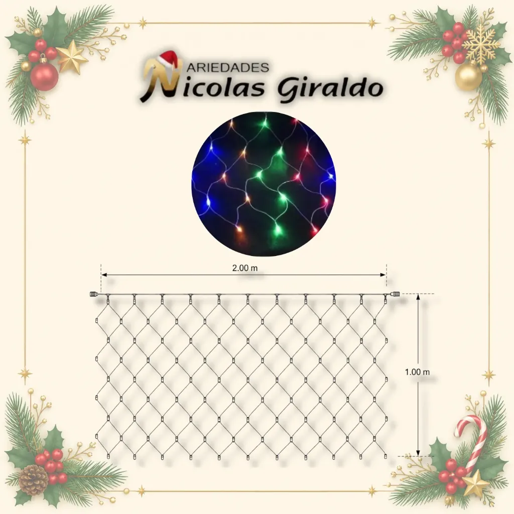 INSTALACION MALLA LED 120L 2X1 MTS MULTICOLOR