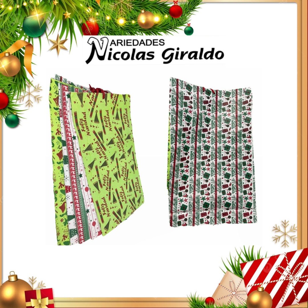 @BOLSA NAVIDEÑA CORRUGADA JUMBO PQT X6 