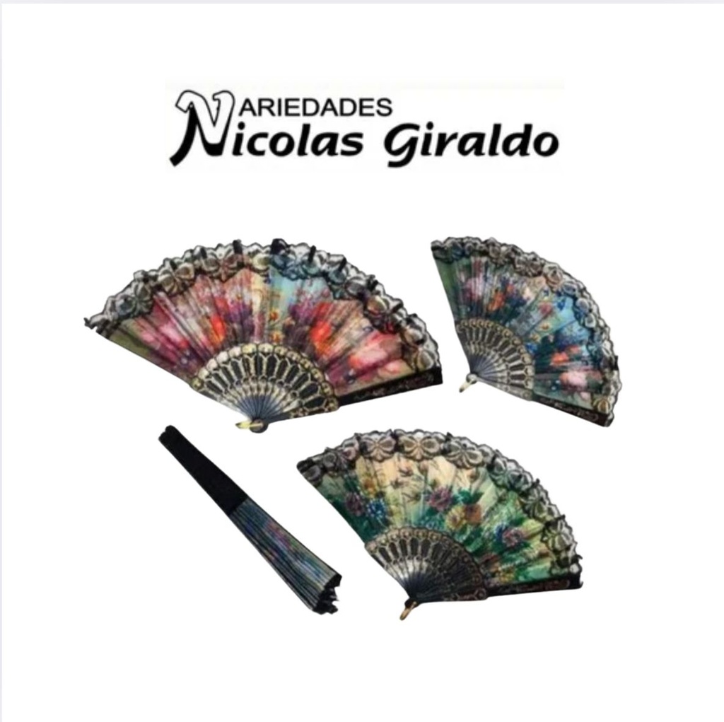 Abanico plastico negro paquete x12 