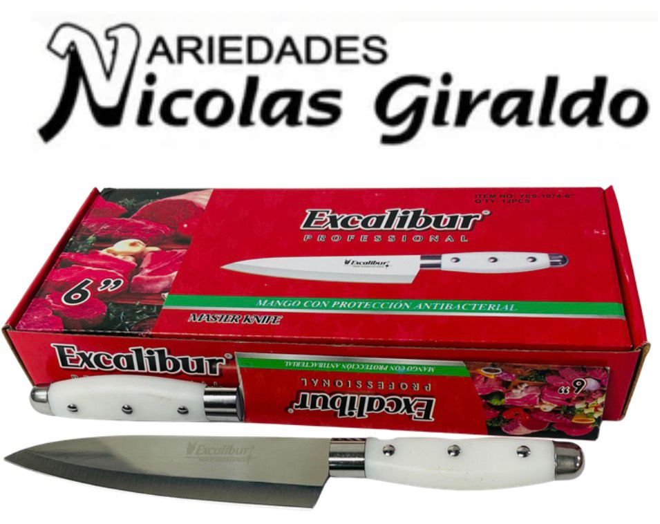 [YES-1074-6] Cuchillo excalibur remache blanco #6 CAJA X12 