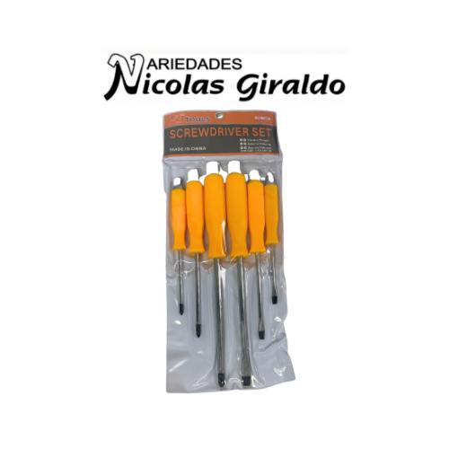 Destornillador fino grande estuche x6