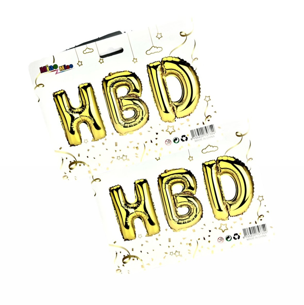 Inflable letrero "H.B.D" 16 pulgadas dorado