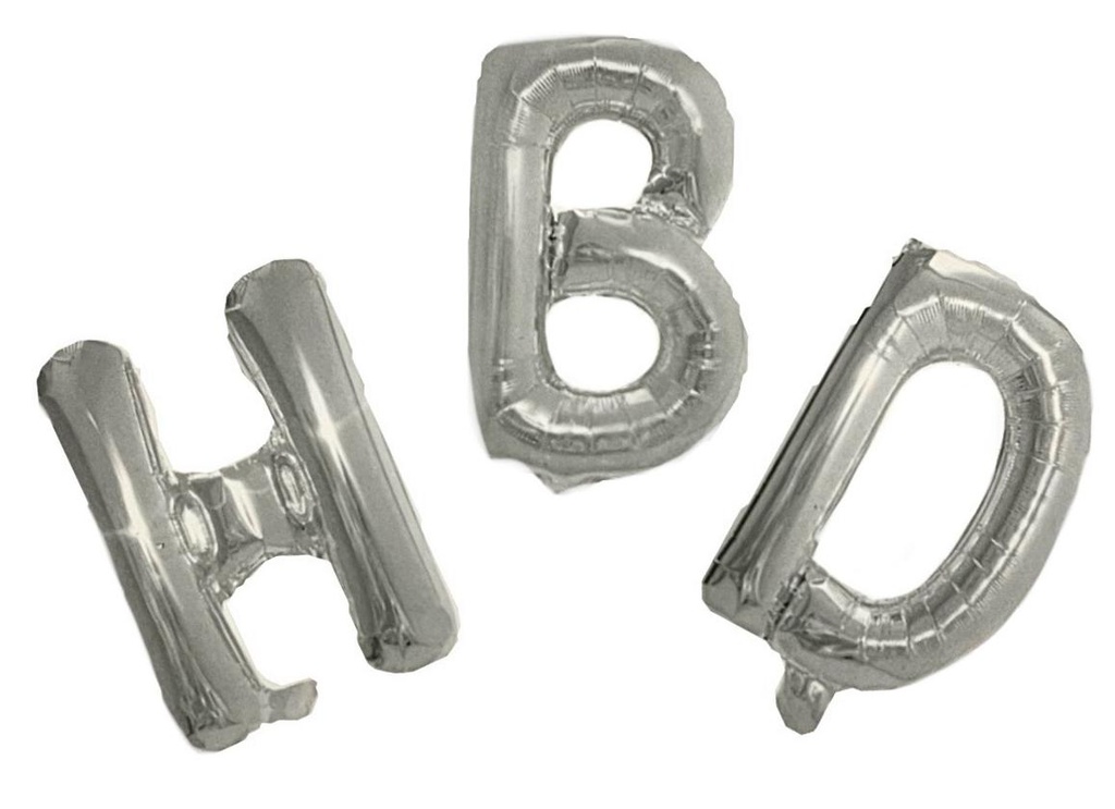 Inflable letrero "H.B.D" 16 pulgadas plata