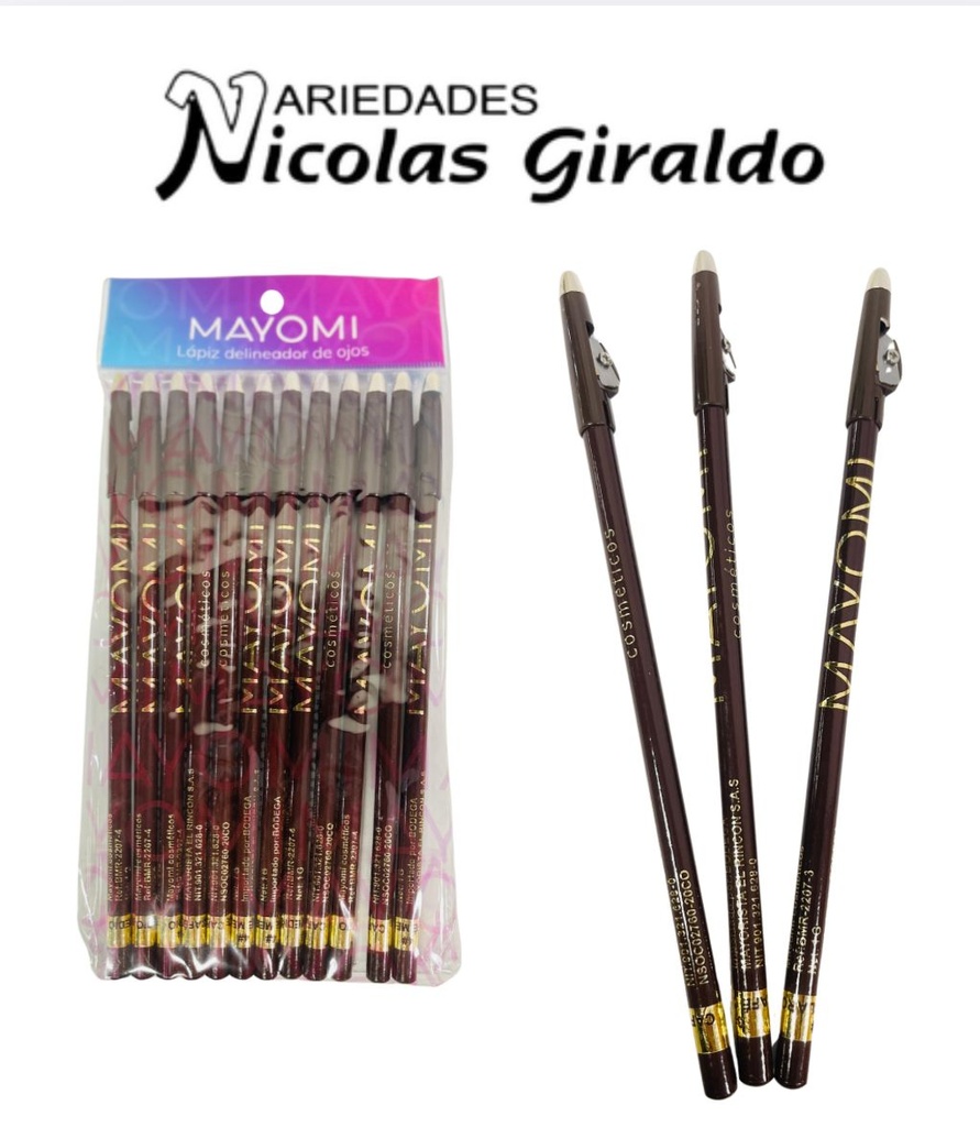 Lapiz ojos sencillo cafe claro x12 unidades