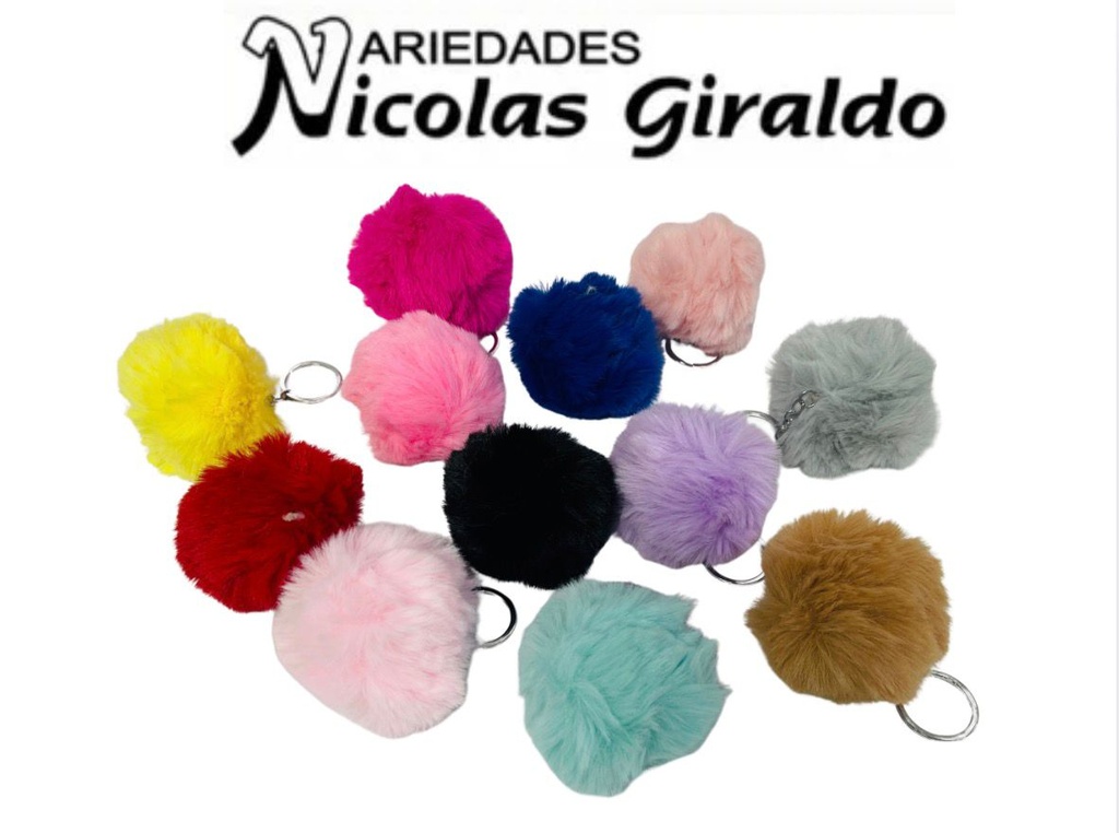 Llavero peludo bola pqt x12 