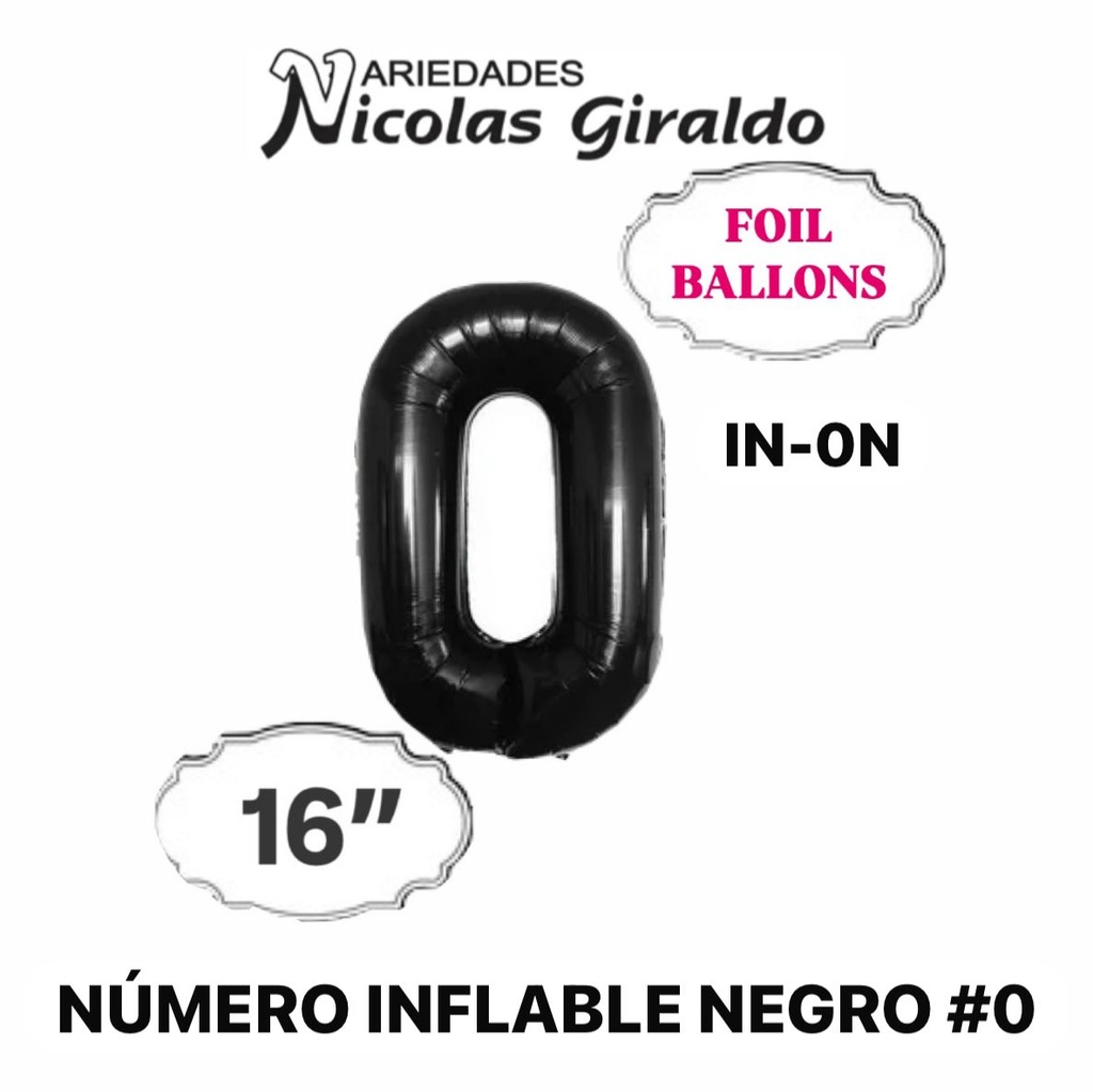 [2D-1751N-0] Numero inflable negro #0 (DF-013)