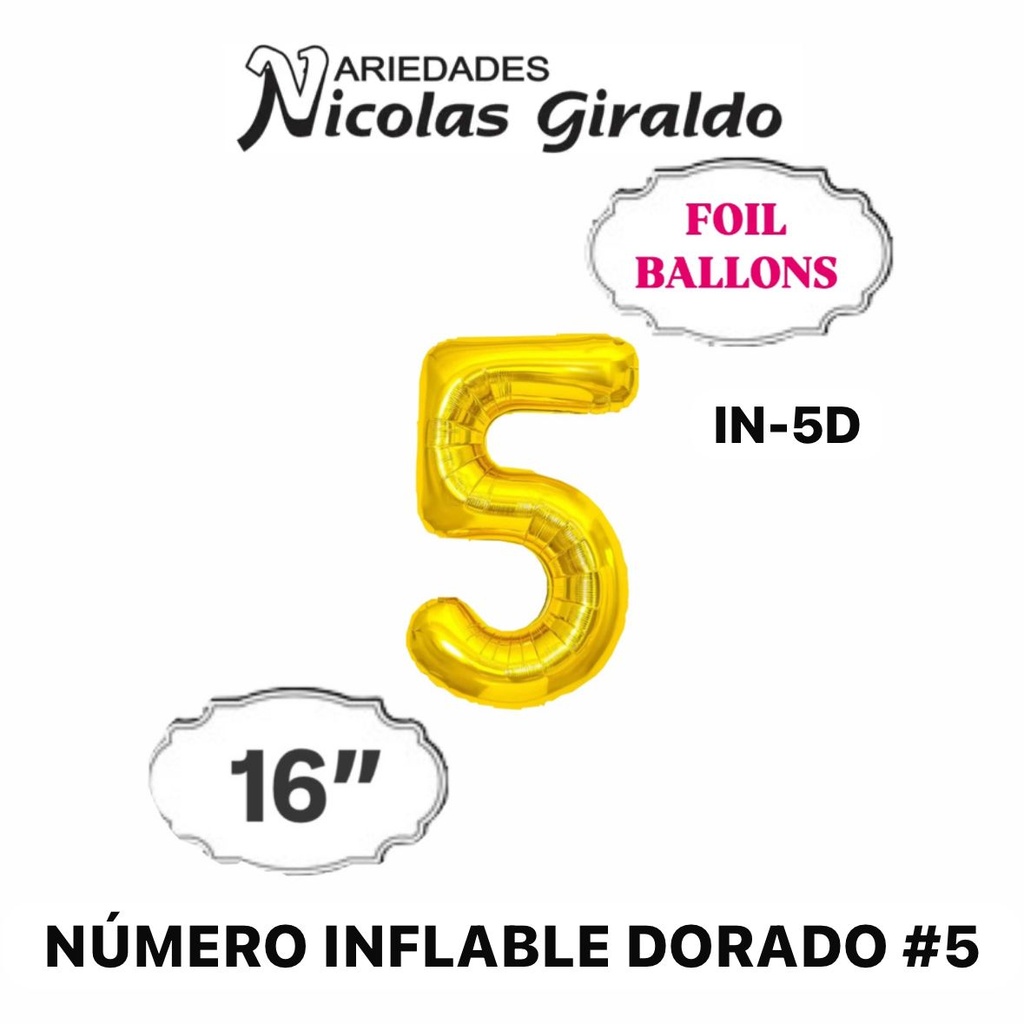 @Numero inflable dorado #5