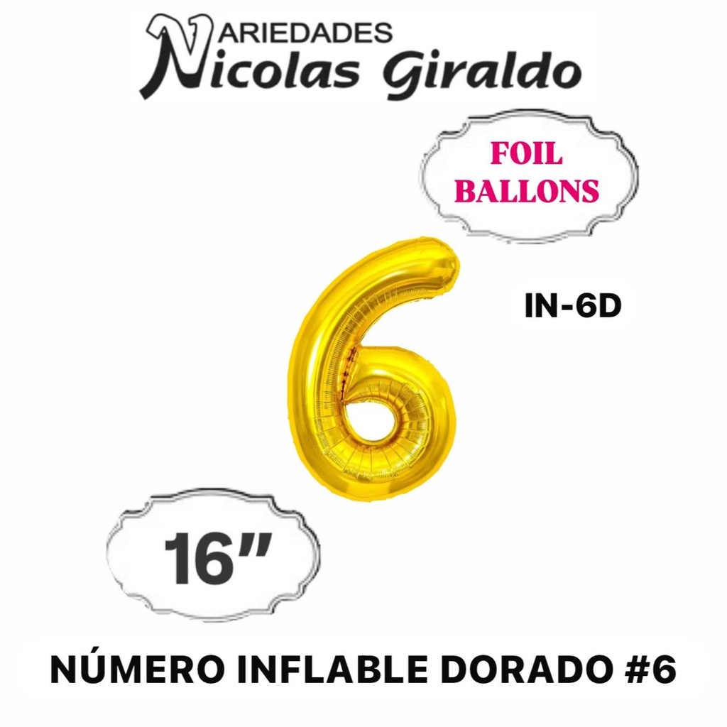 (205-138) Numero inflable dorado #6