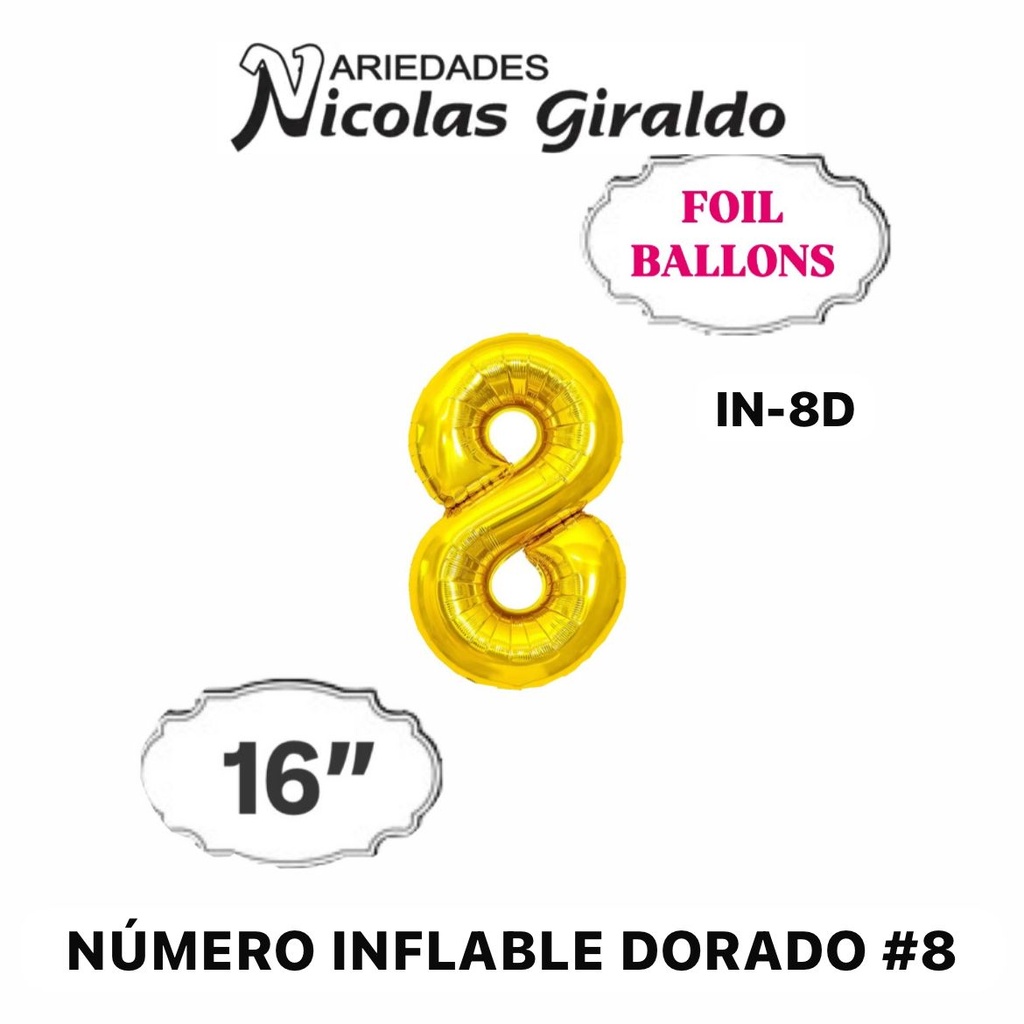 (05-140) Numero inflable dorado #8