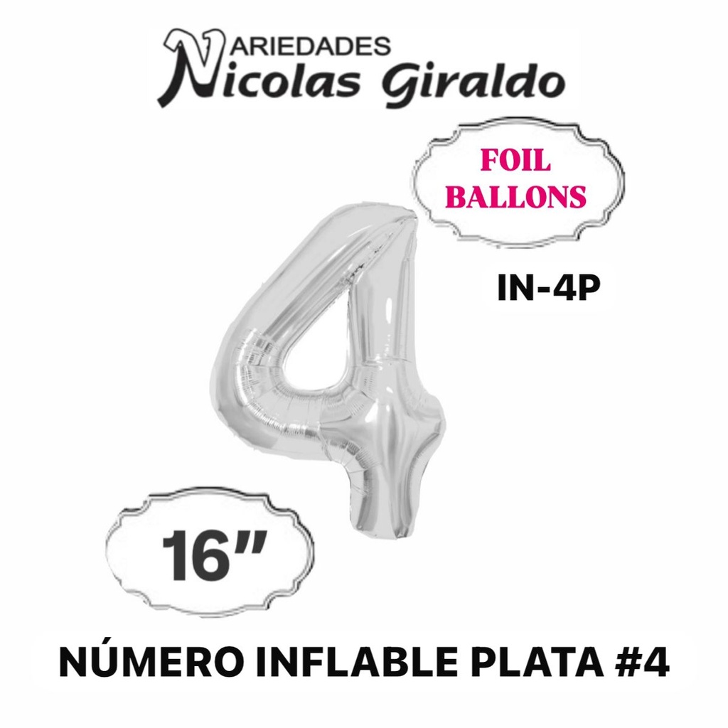 [05-126] @(DF-013) Numero inflable plata #4 