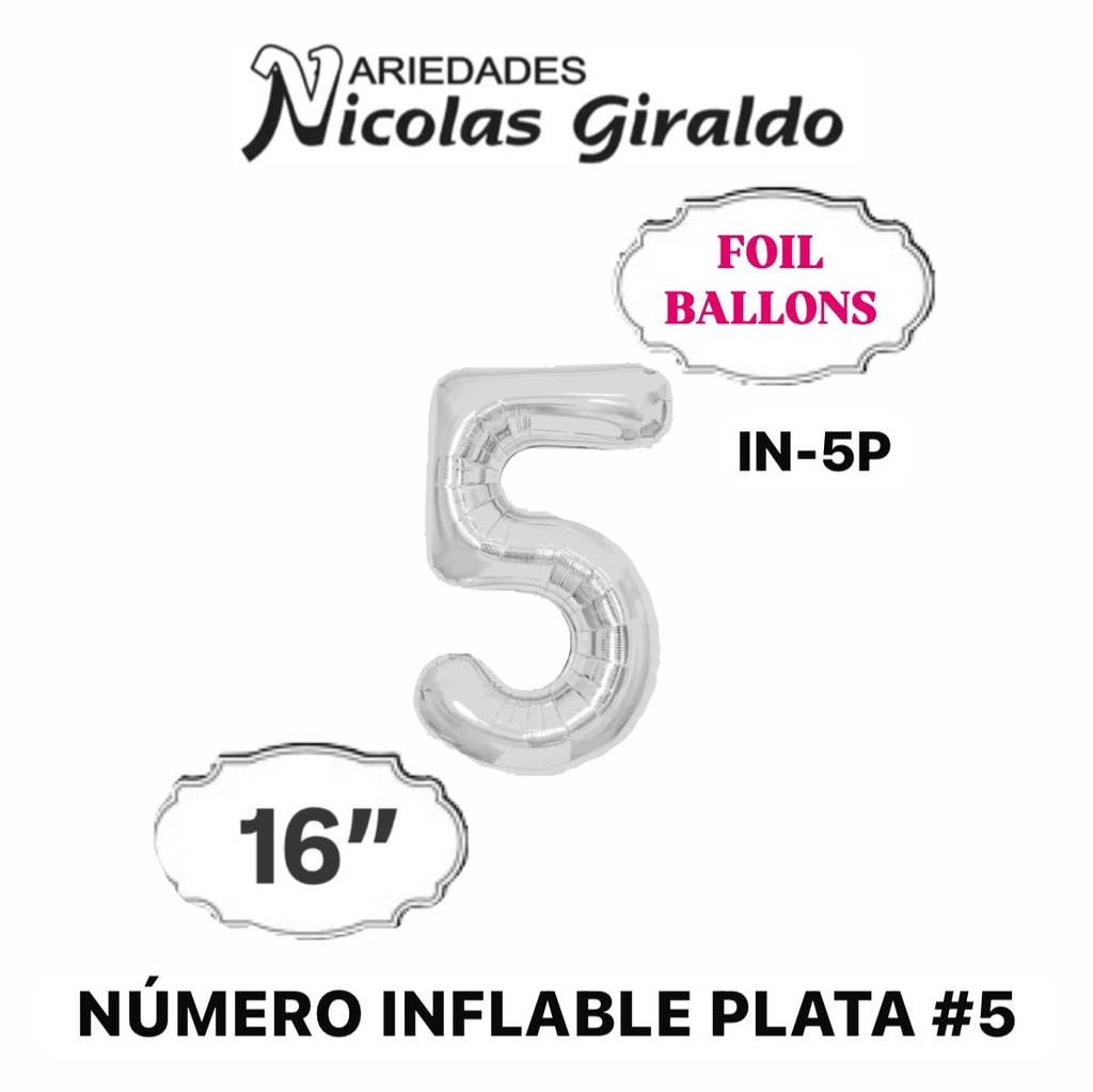 @Numero inflable plata #5