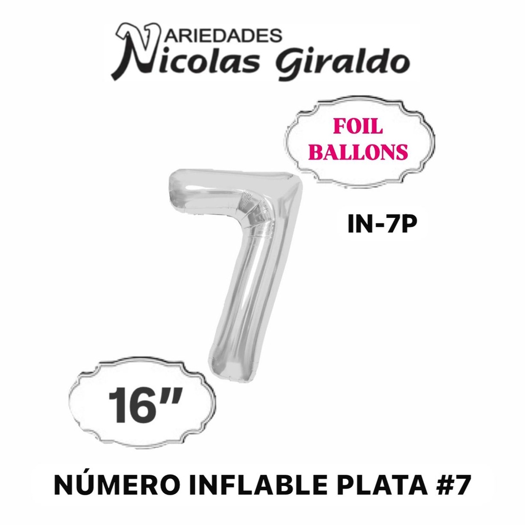 @(DF-013) Numero inflable plata #7