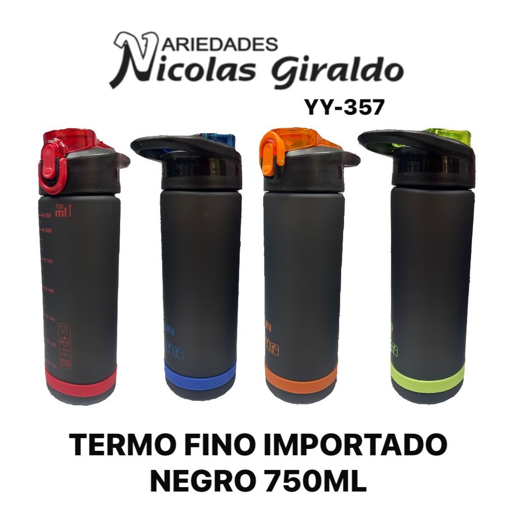 Termo fino importado negro 750ml