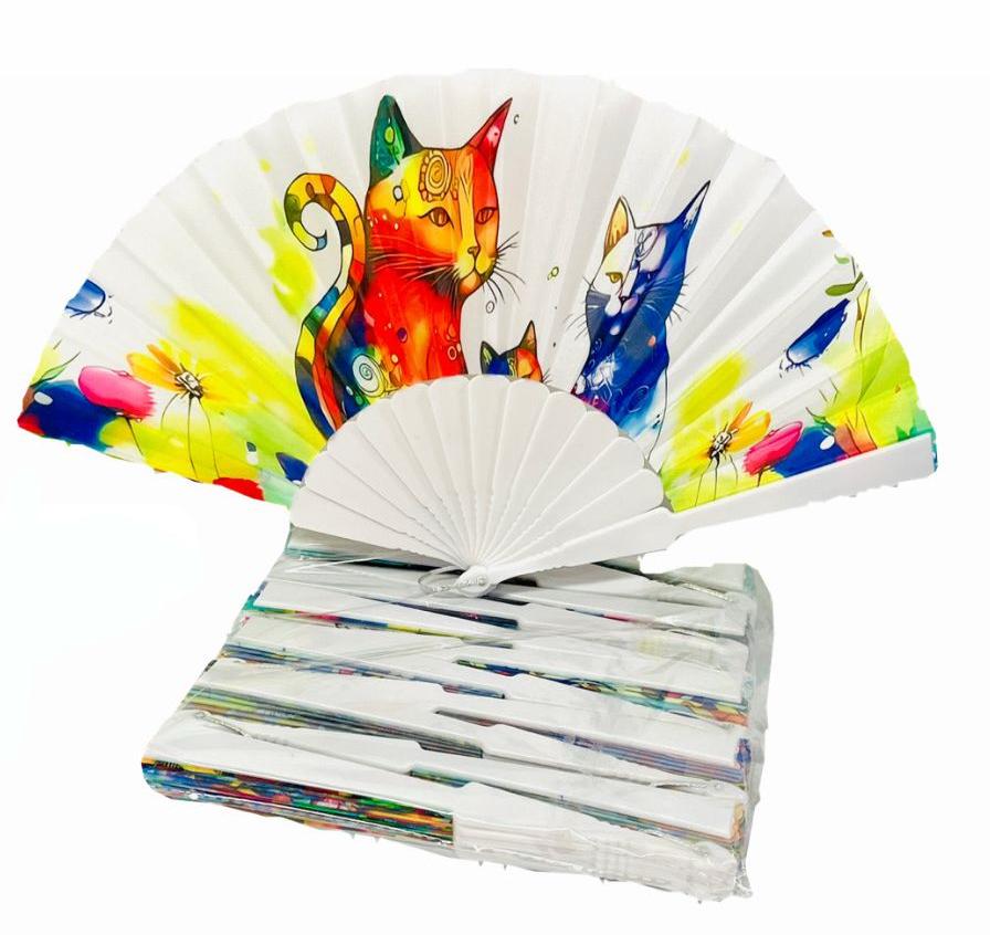 Abanico plastico blanco paquete x12
