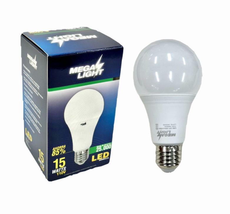 Bombillo megalight 15 watts redondo