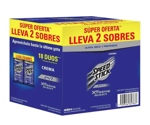 Desodorante sobre duo speed crema 8g x36 sachets