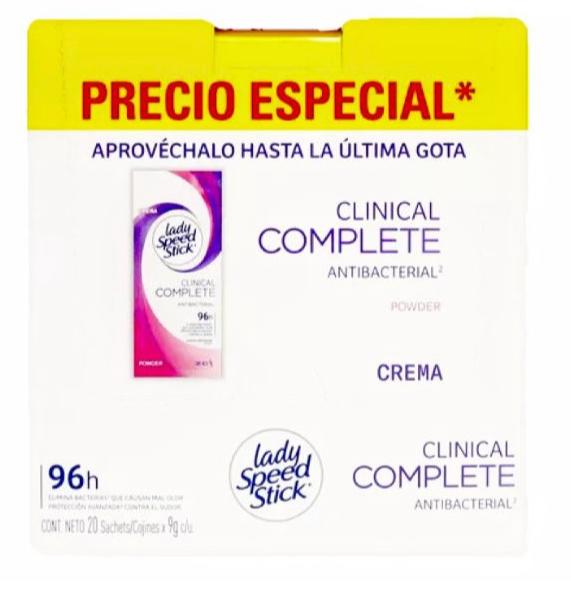 Desodorante sobre lady clinical 9g x20 sachets