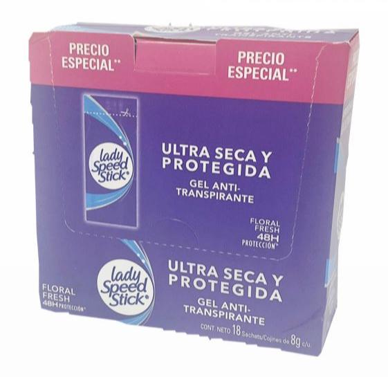 [61036192] Desodorante sobre lady gel 8g x18 sachets