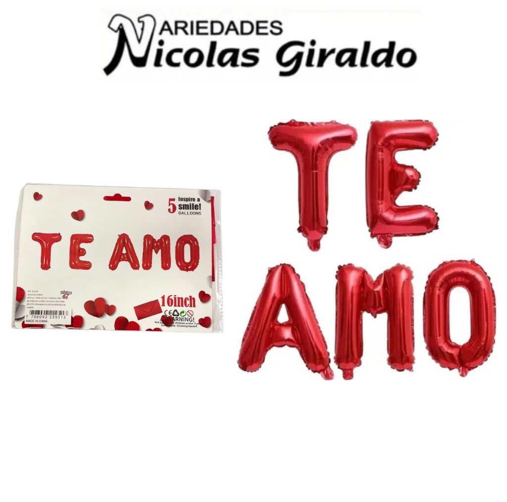 Globo inflable te amo rojo letra