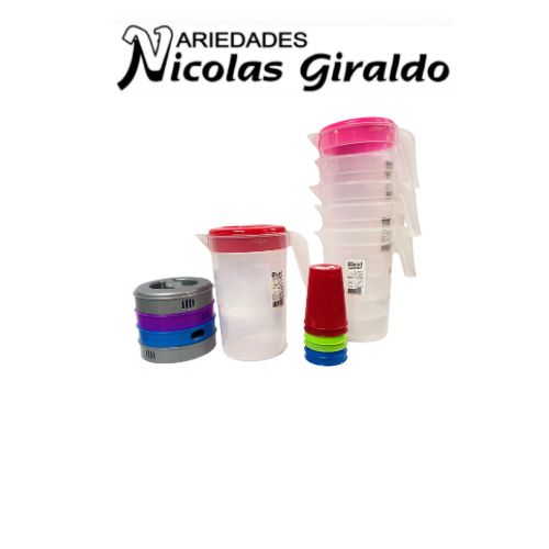 Jarra 2.5 litros fina en malla x6 mas vasos beed 