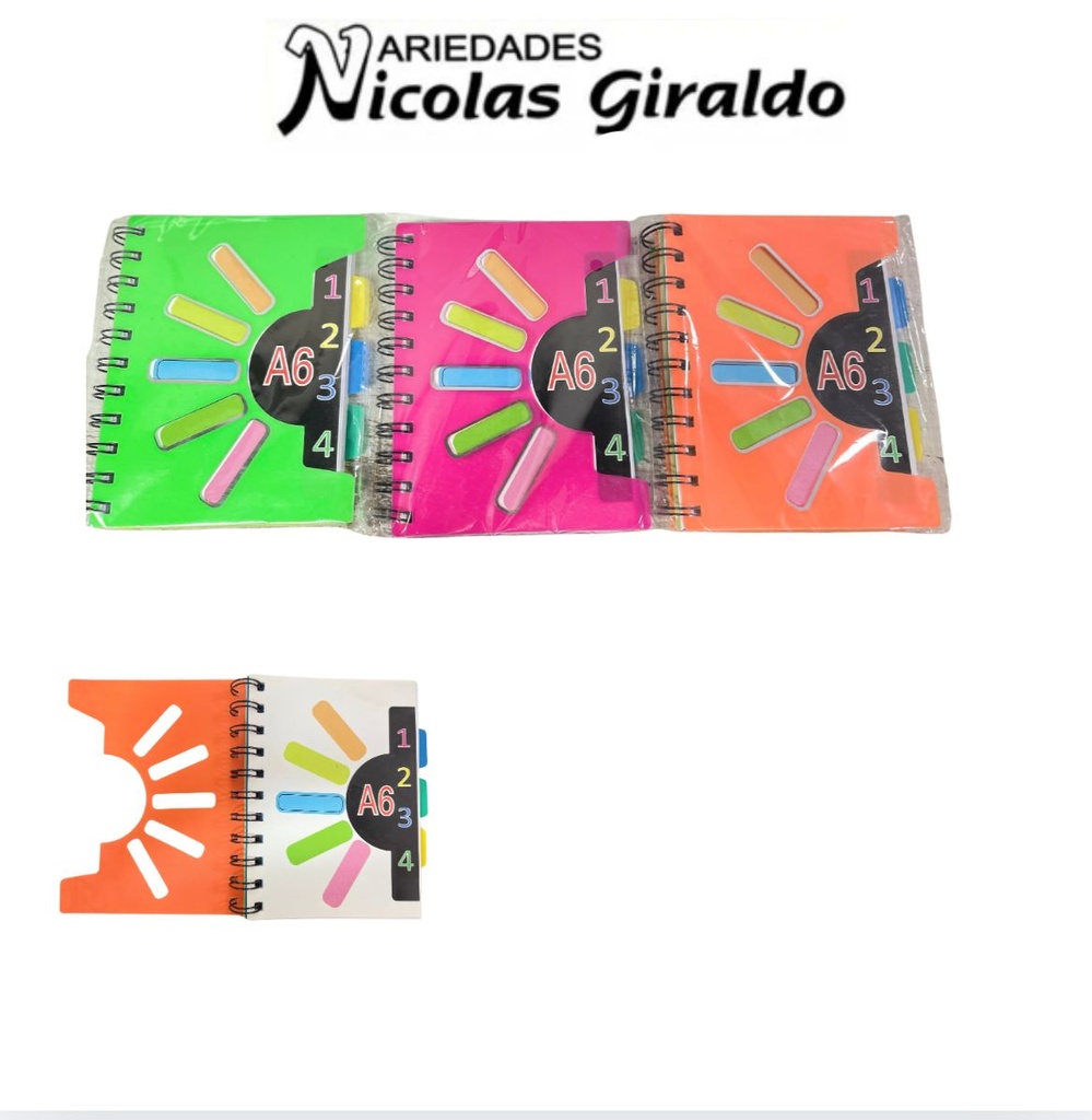 Libreta argollada a6 pasta plastica
