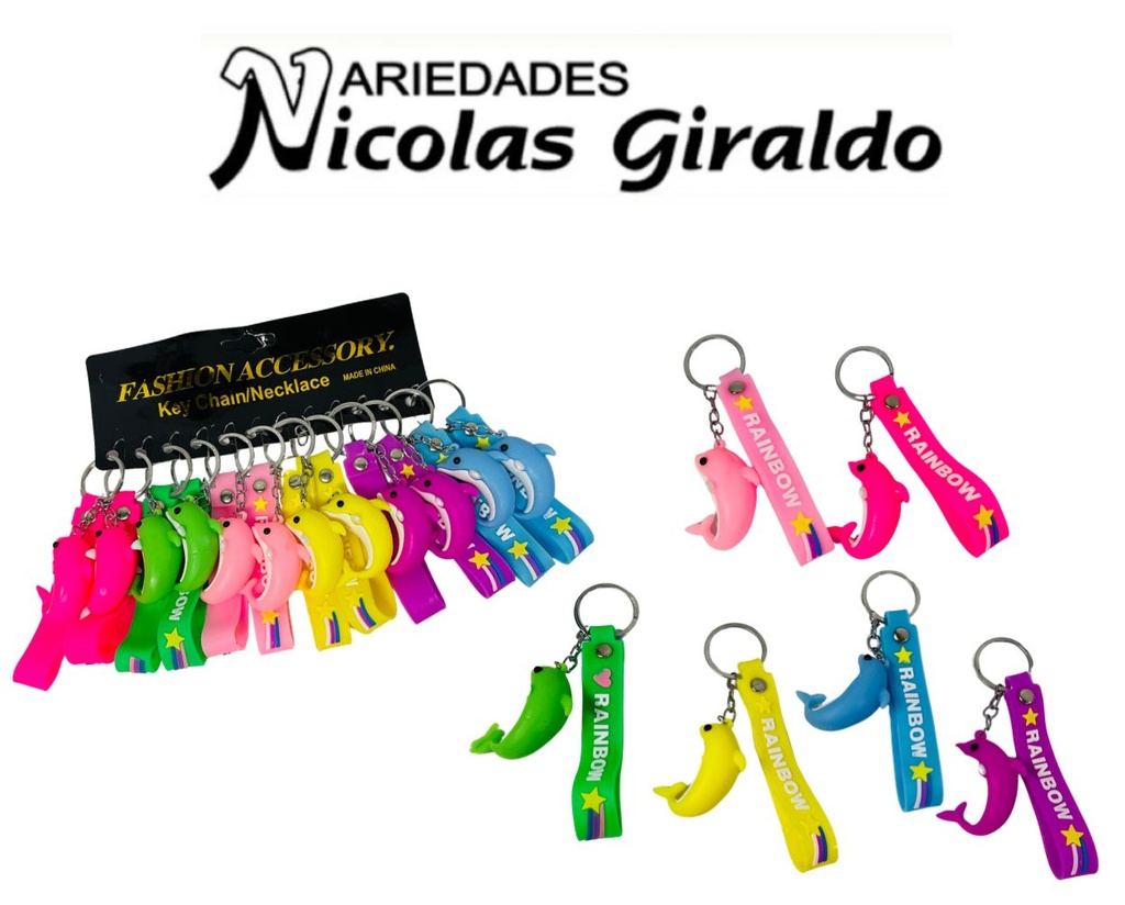 Llavero caucho fino delfin correa PQT X12