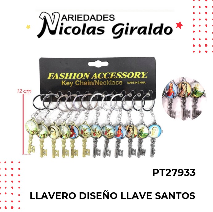 Llavero diseño llave con imagenes religiosas 